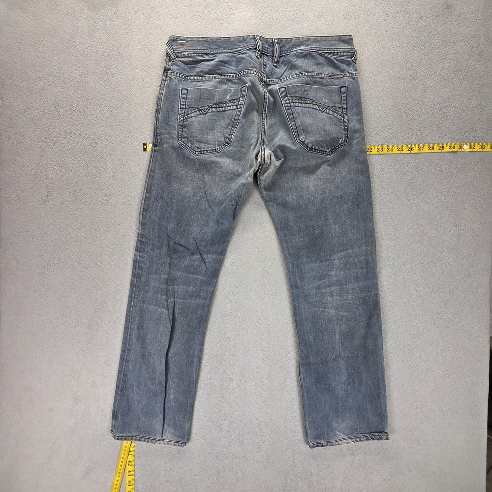 Diesel Jeans Mens 33x32 Blue Iakop Regular Slim Tapered Button Fly Italy 0804J - Picture 2 of 16